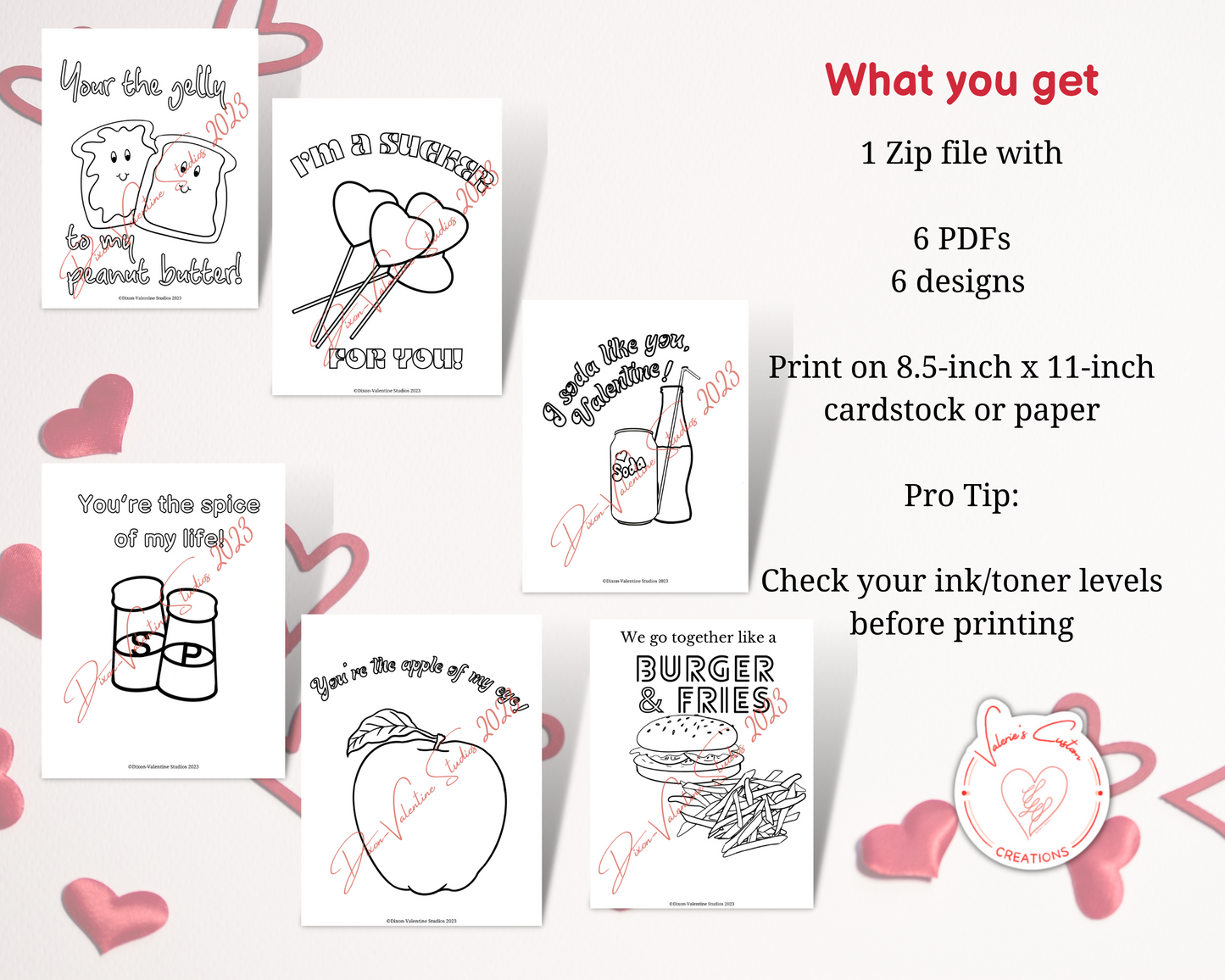 Valentine's Day Food Coloring Pages Bundle