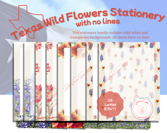 Texas Wildflower No-Line Stationery