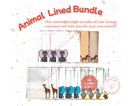 Cute Animal Lined Stationery Bundle