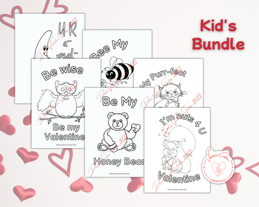 Kids Valentine's Day Coloring Pages Bundle