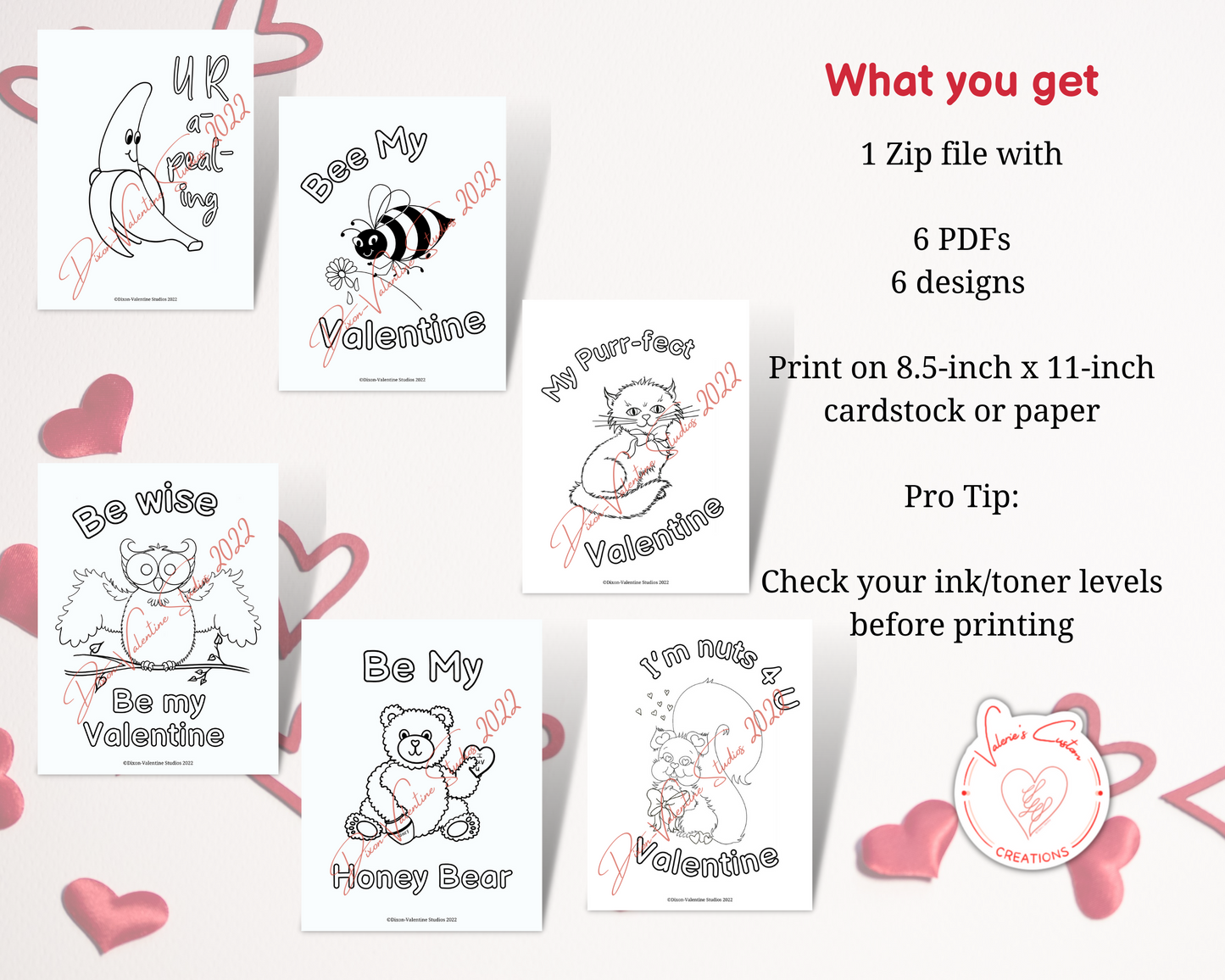 Kids Valentine's Day Coloring Pages Bundle