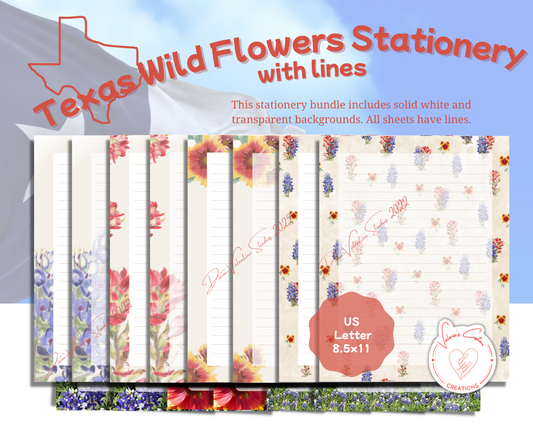 Texas Wildflower Lined Stationery