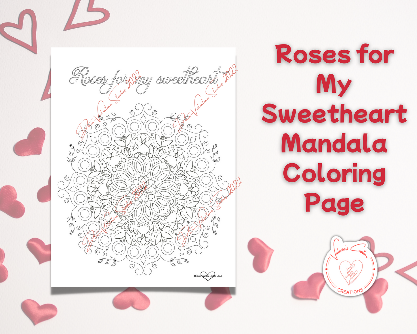 Valentine's Day Individual Mandala-style Coloring Pages
