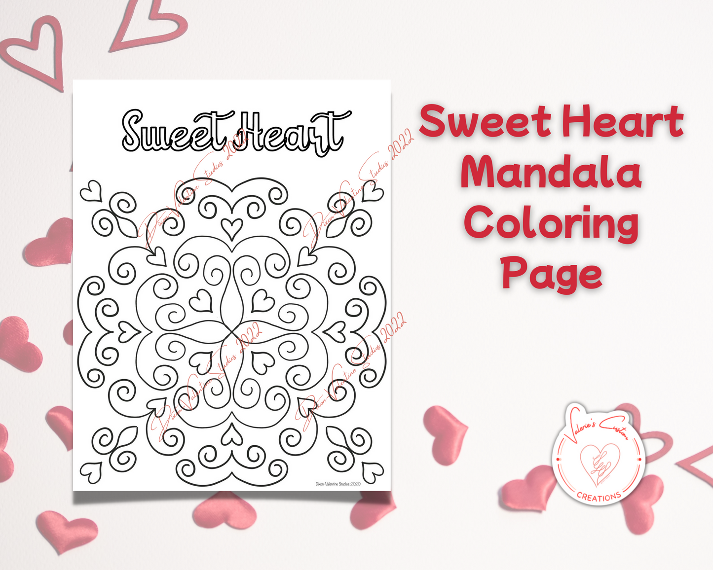Valentine's Day Individual Mandala-style Coloring Pages