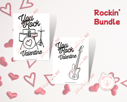 Valentine's Day Rockin’ Coloring Pages Bundle