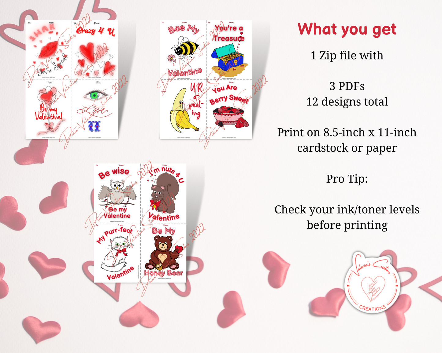 Kids Valentine's Day Print & Cut Cards Bundle