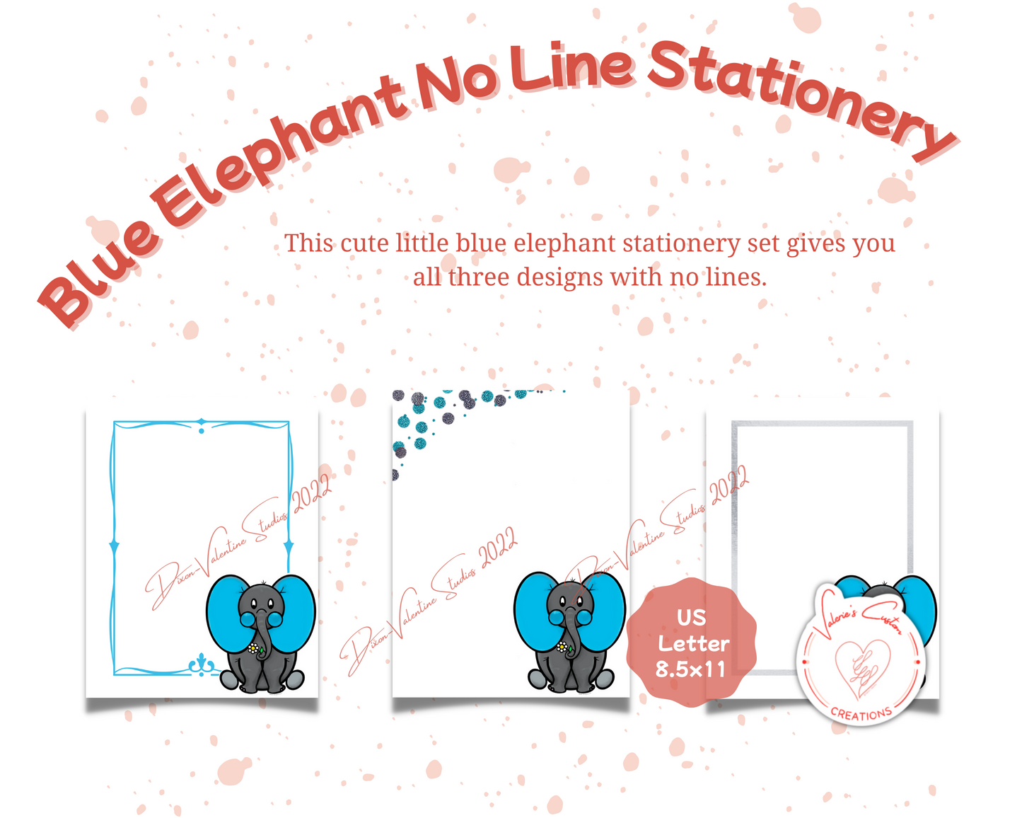 Blue Elephant No Lines Stationery Bundle