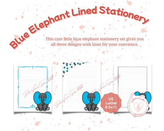 Blue Elephant Lined Stationery Bundle