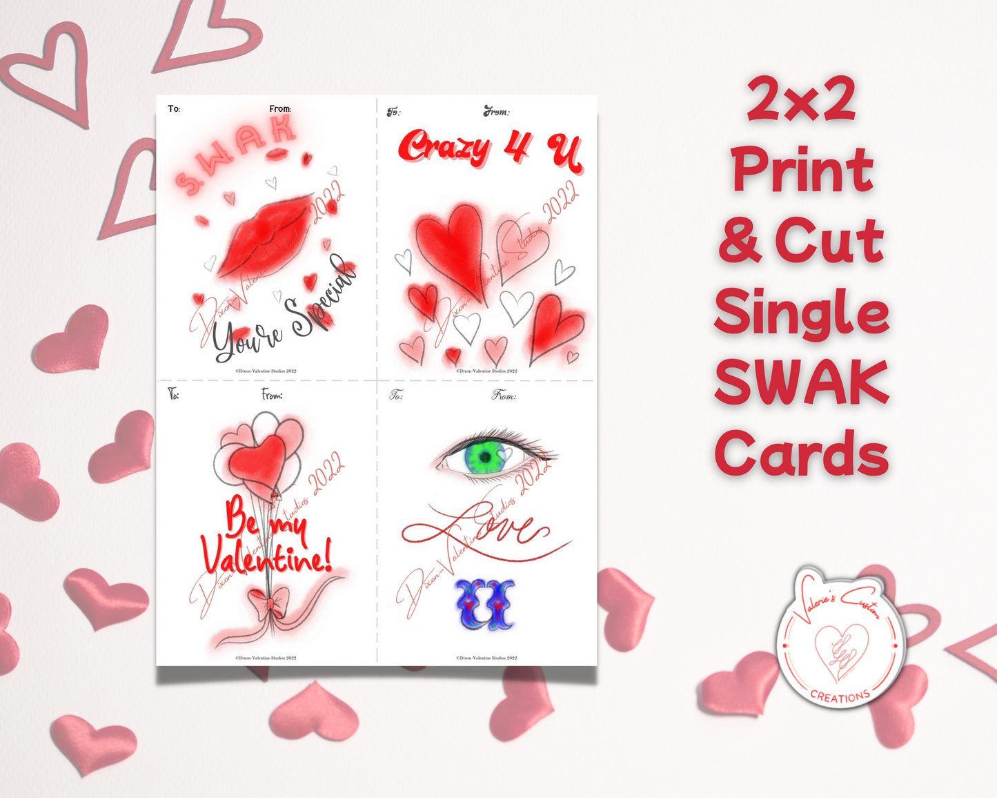 Kids Valentine's Day Print & Cut single Sheet Cards