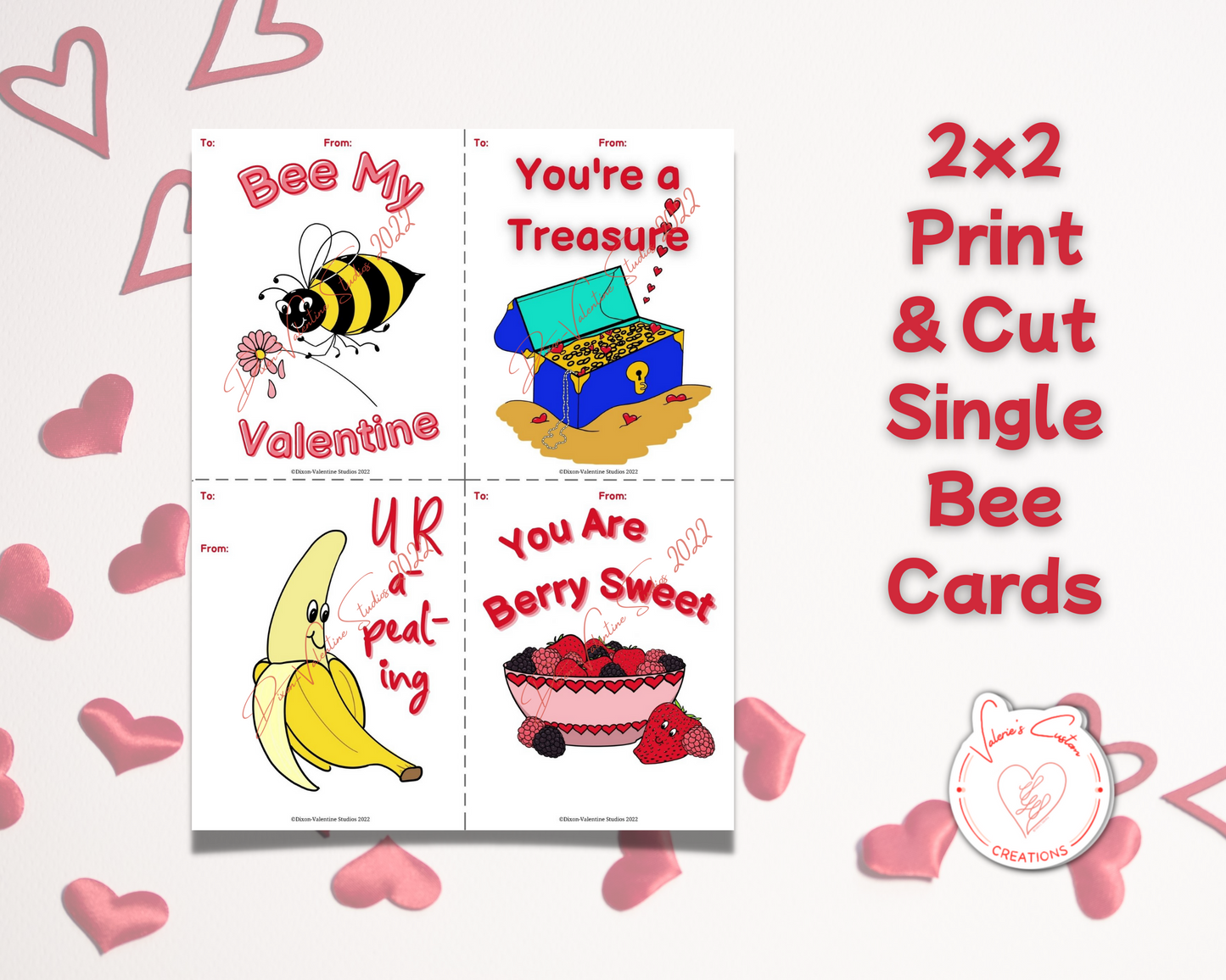 Kids Valentine's Day Print & Cut single Sheet Cards