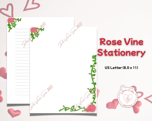 Rose Vine Valentine Stationery
