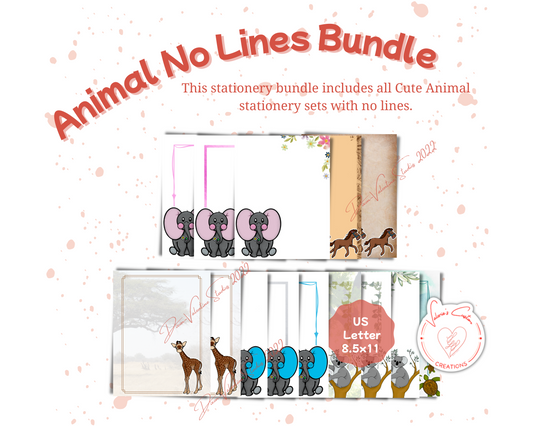 Cute Animal No Lines Stationery Bundle