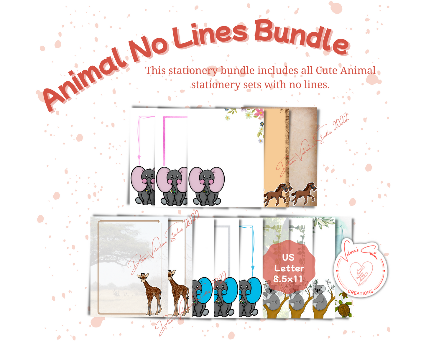Cute Animal No Lines Stationery Bundle