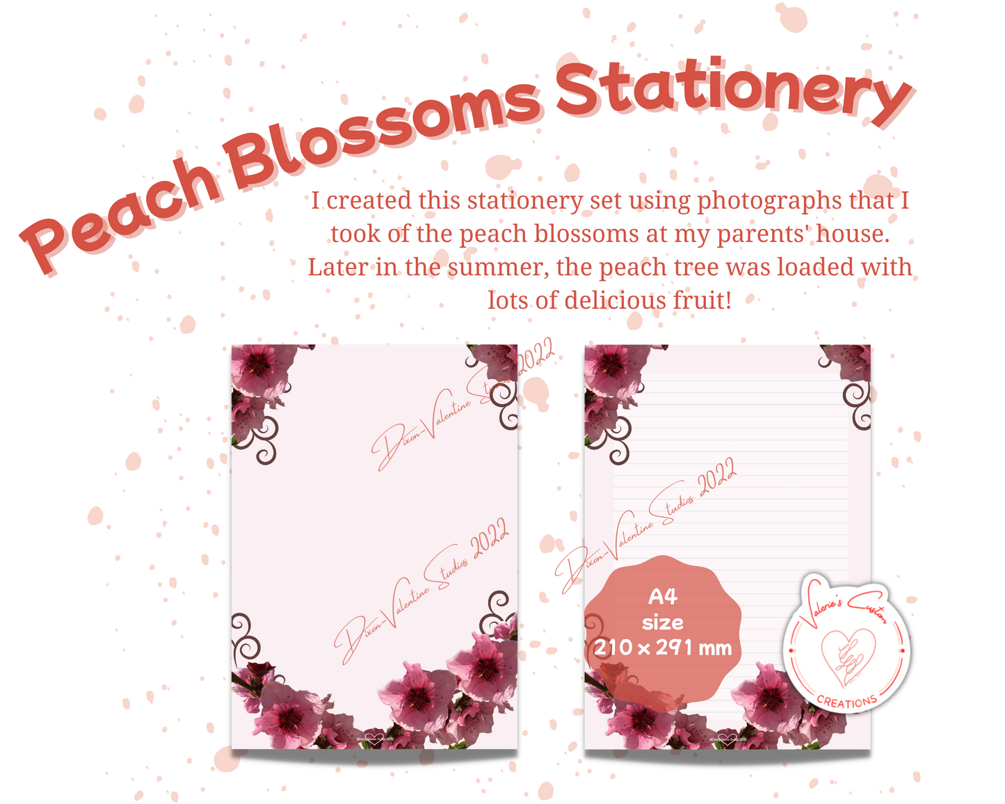 Peach Blossoms Stationery