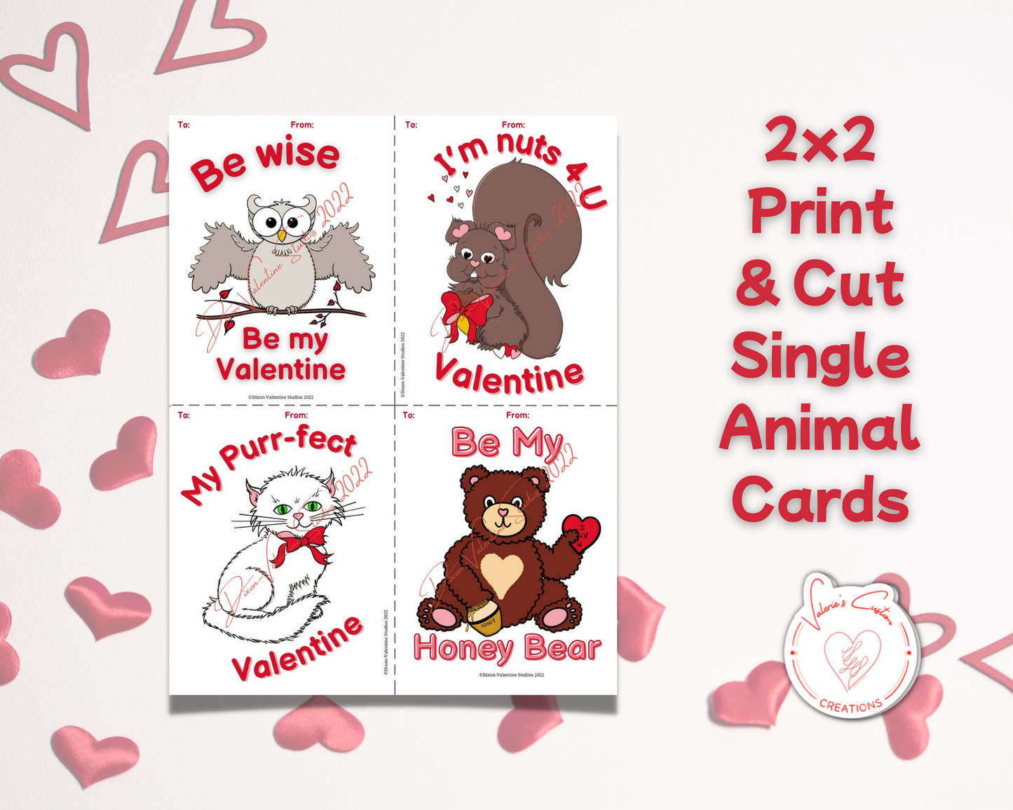 Kids Valentine's Day Print & Cut single Sheet Cards