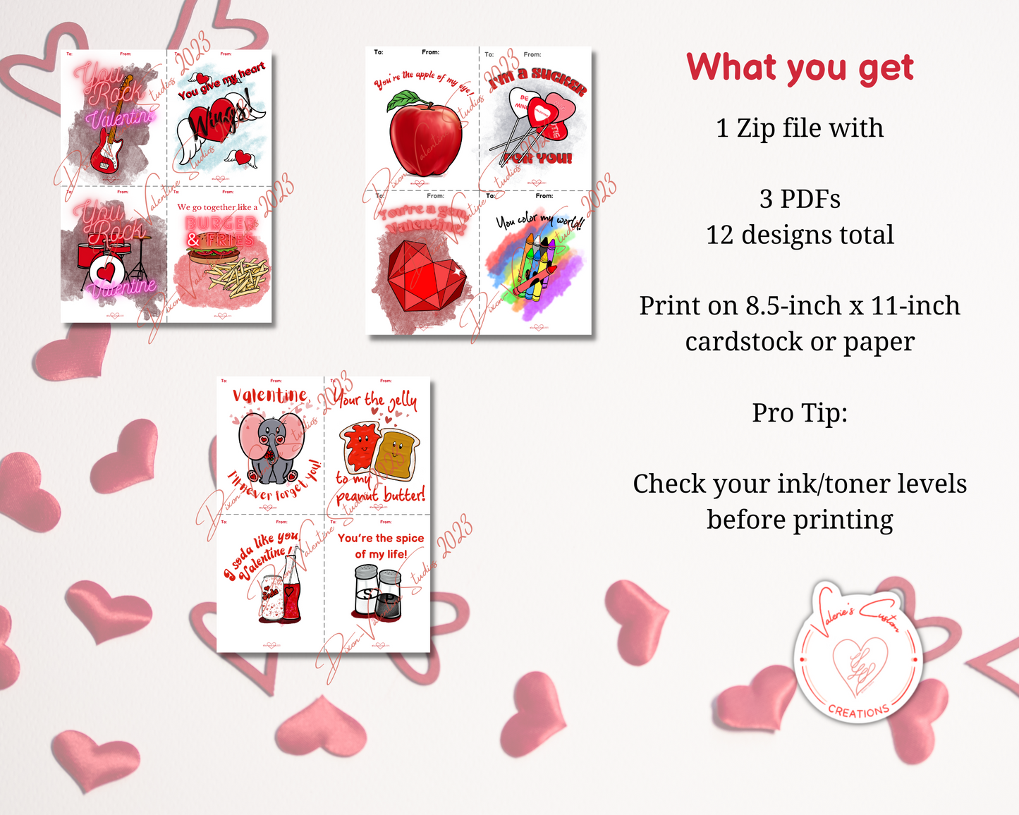 2023 Kids Valentine's Day Print & Cut Cards Bundle