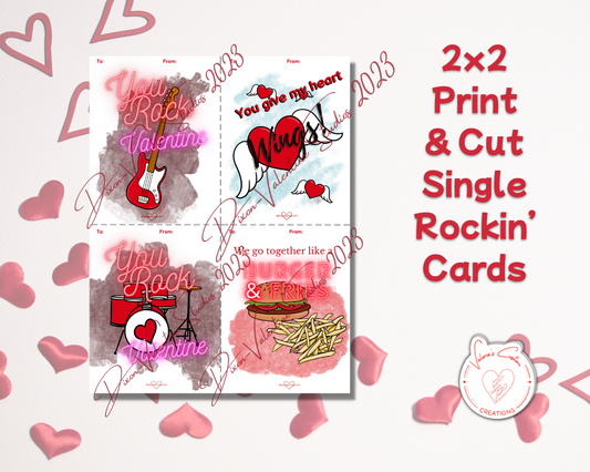 2023 Kids Valentine's Day Print & Cut single Sheet Cards