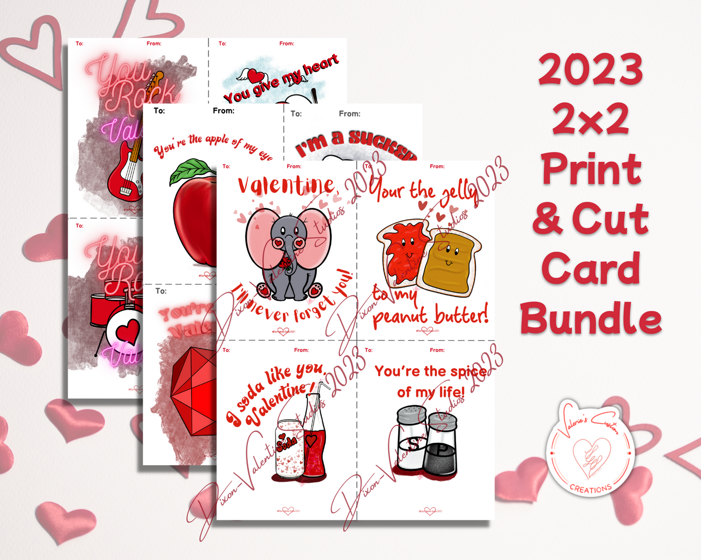 2023 Kids Valentine's Day Print & Cut Cards Bundle