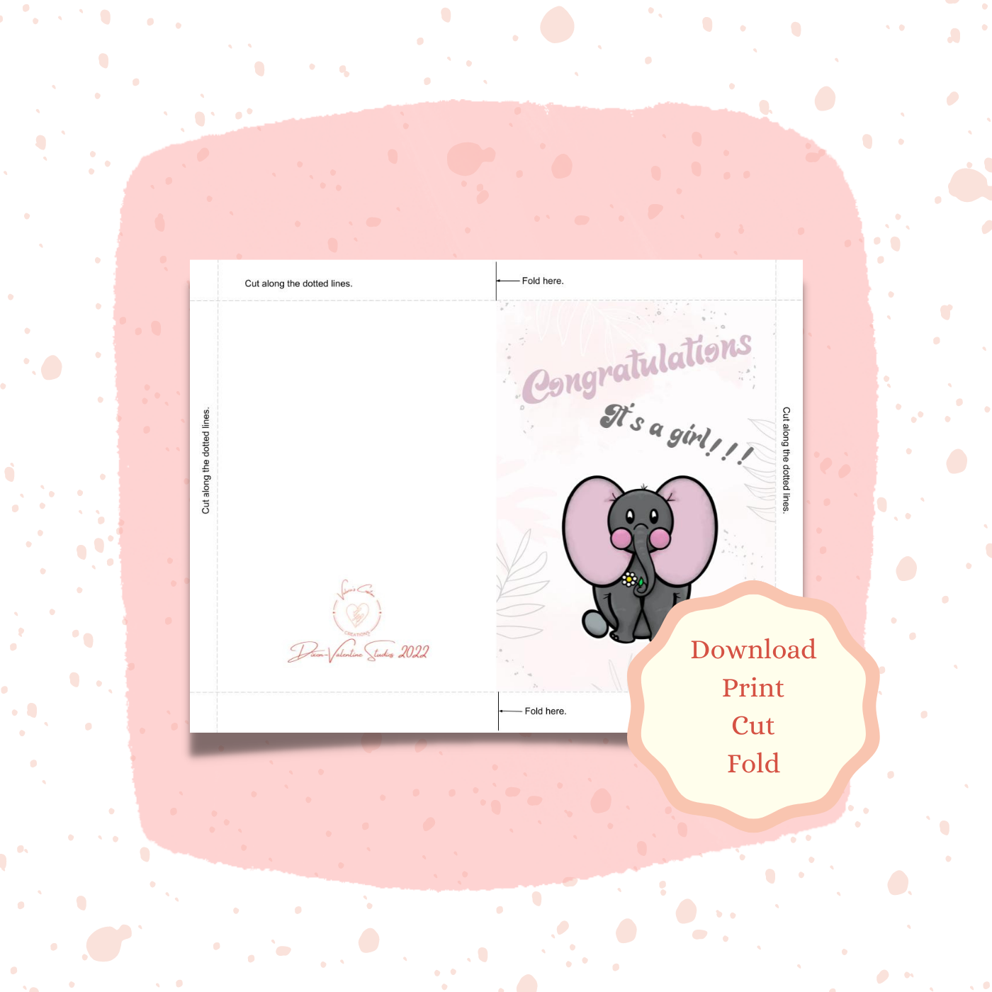 Printable Congratulations on baby girl card