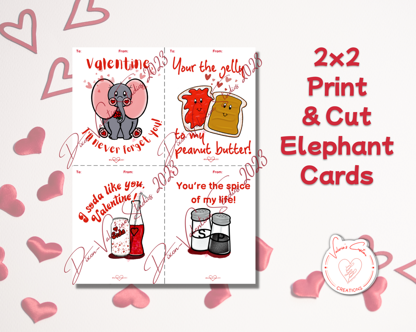 2023 Kids Valentine's Day Print & Cut single Sheet Cards