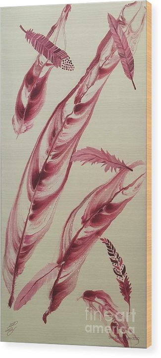 Burgundy Feathers - Wood Print