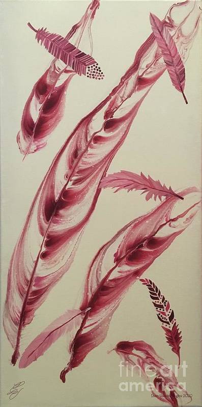Burgundy Feathers - Art Print