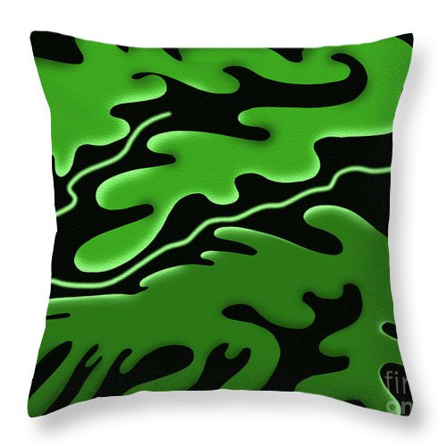 Emerald Rhapsody, Curves of Verdant Harmony - Throw Pillow