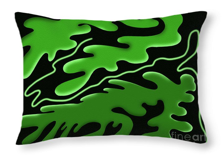 Emerald Rhapsody, Curves of Verdant Harmony - Throw Pillow