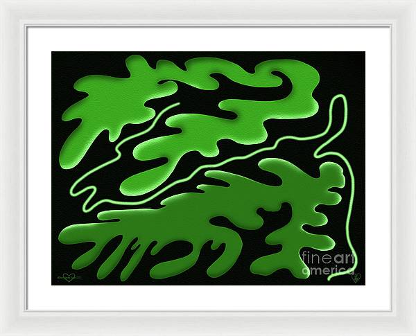 Emerald Rhapsody, Curves of Verdant Harmony - Framed Print