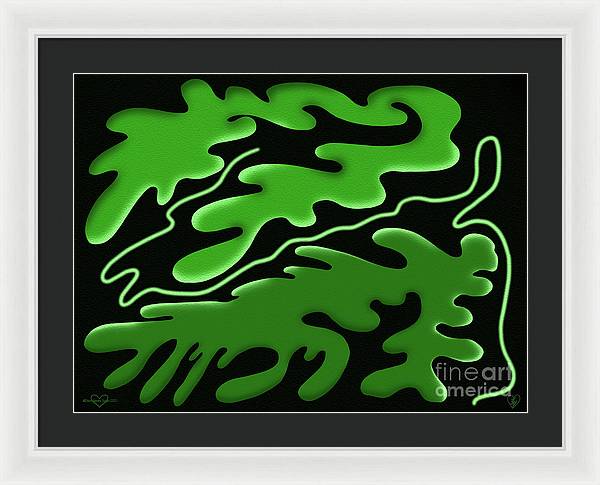 Emerald Rhapsody, Curves of Verdant Harmony - Framed Print