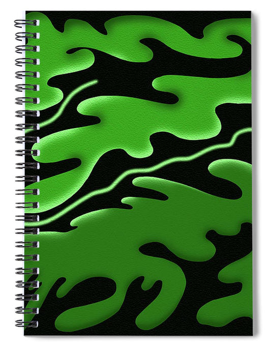 Emerald Rhapsody, Curves of Verdant Harmony - Spiral Notebook