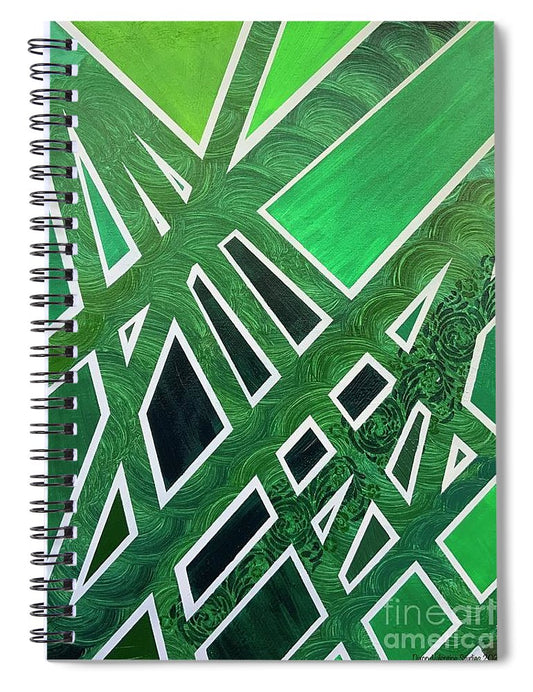 Geometric Green - Spiral Notebook