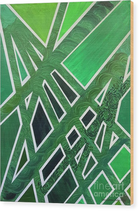 Geometric Green - Wood Print