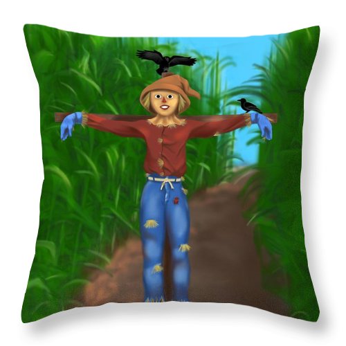 Happy Scarecrow - Throw Pillow