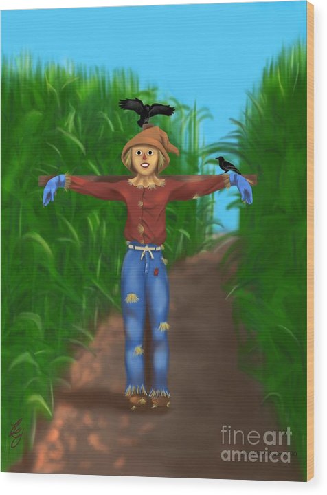 Happy Scarecrow - Wood Print