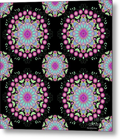 Pink Rose Mandala - Metal Print