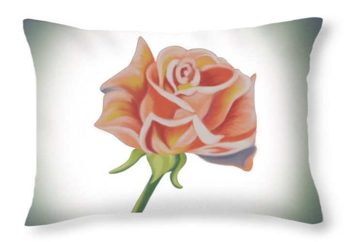 Single Pink Rose - Throw Pillow