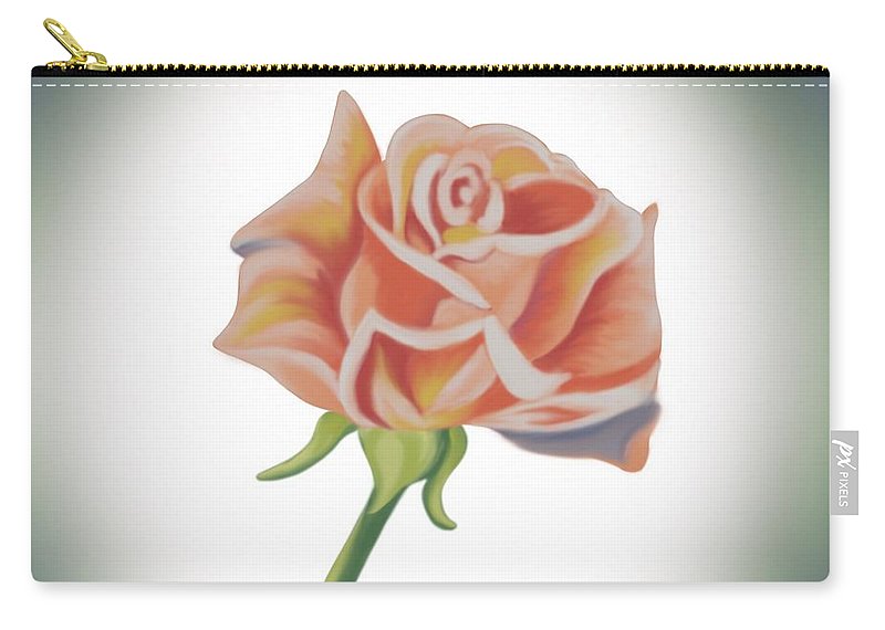 Single Pink Rose - Zip Pouch