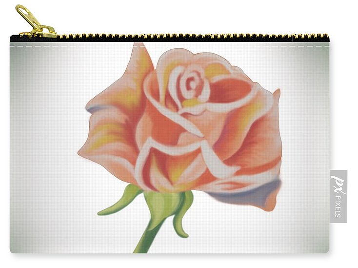 Single Pink Rose - Zip Pouch