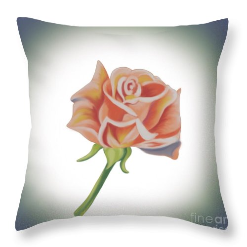 Single Pink Rose - Throw Pillow