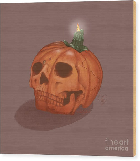 Pumpkin Skull - Wood Print