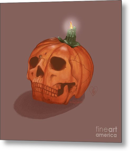 Pumpkin Skull - Metal Print