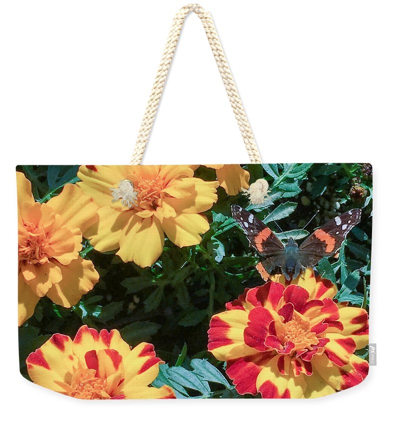 Red Admiral on Marigold - Weekender Tote Bag