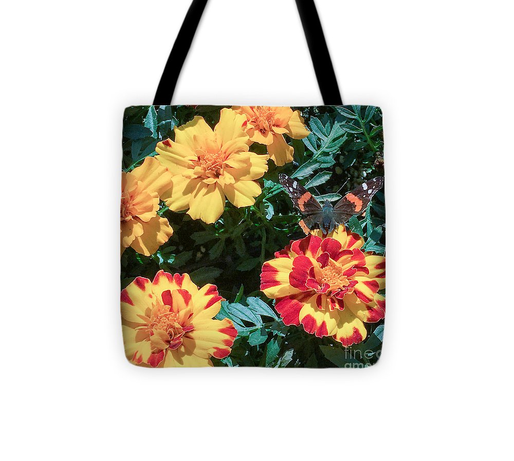 Red Admiral on Marigold - Tote Bag