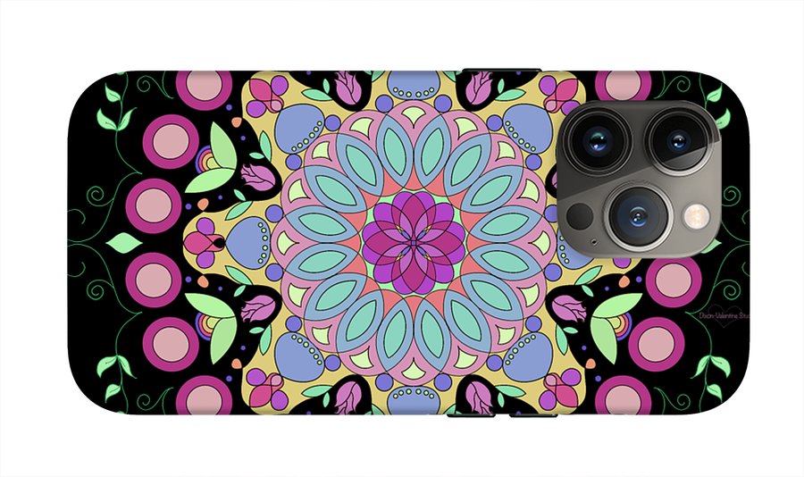 Pink Rose Single Mandala - Phone Case