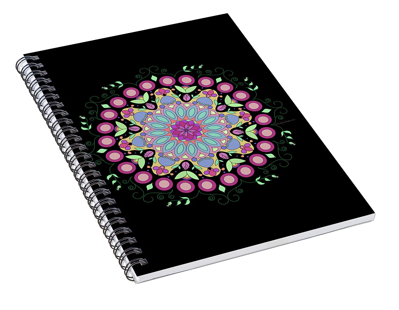 Pink Rose Single Mandala - Spiral Notebook