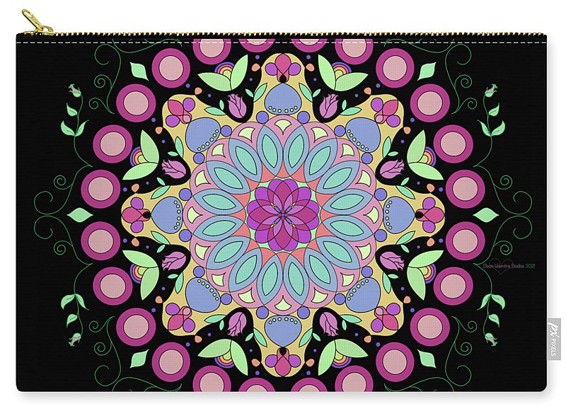 Pink Rose Single Mandala - Zip Pouch