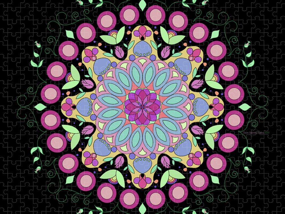 Pink Rose Single Mandala - Puzzle