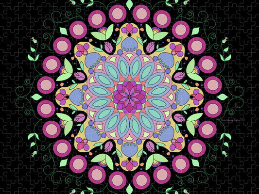 Pink Rose Single Mandala - Puzzle