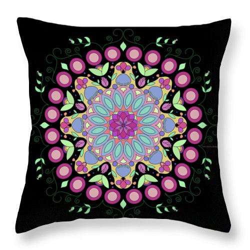 Pink Rose Single Mandala - Throw Pillow